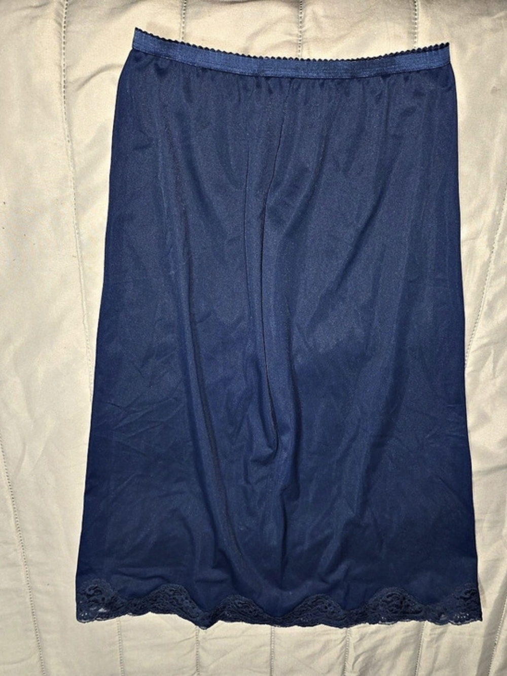 Vintage Shadowline Blue Lace-Trimmed Slip Size Small